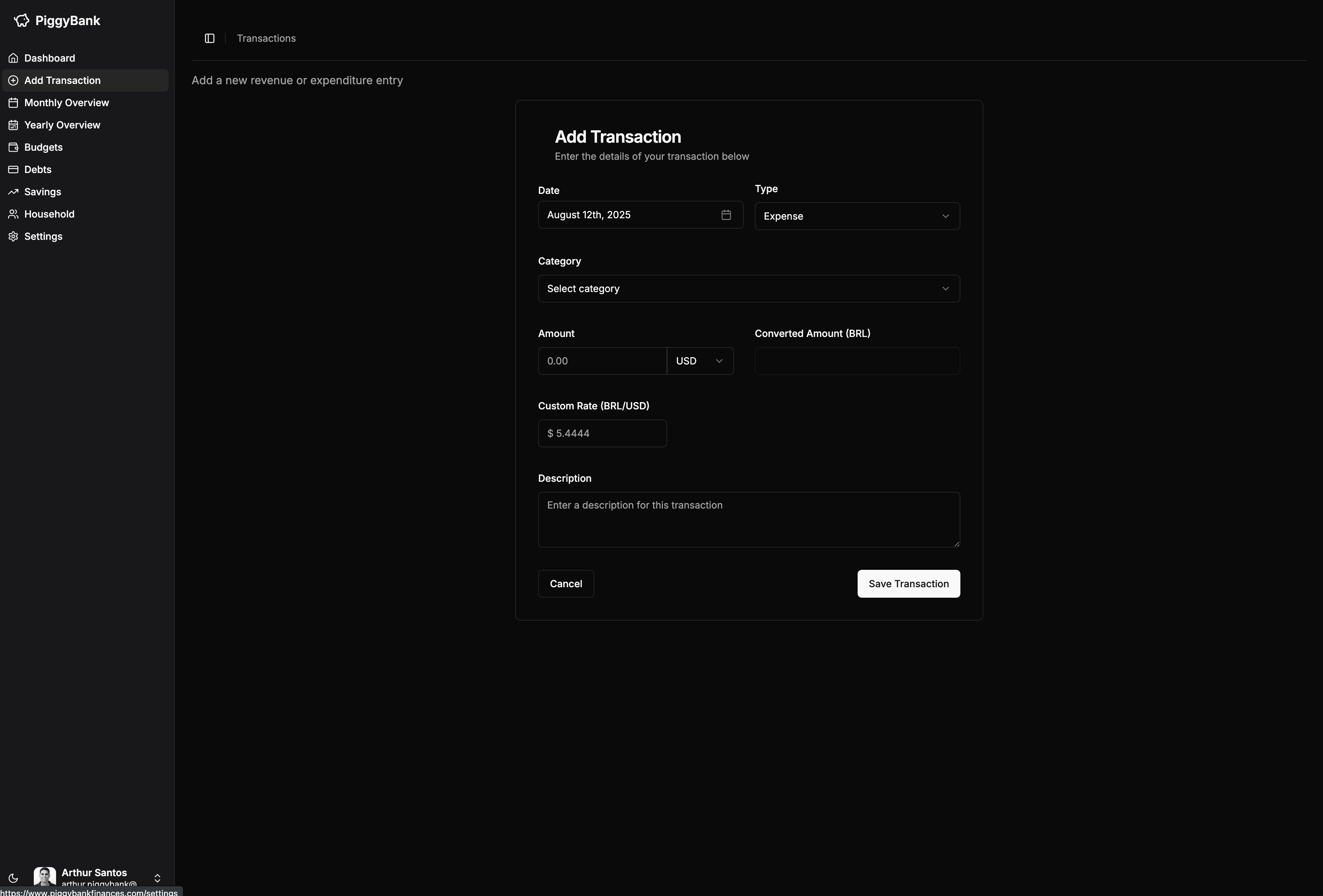 PiggyBank Finances - Financial Tracking